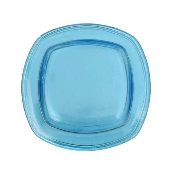 Vintage Blue Glass Condiment Bowl Set Matching Bowl Spoon Plate - Picture 6 of 9